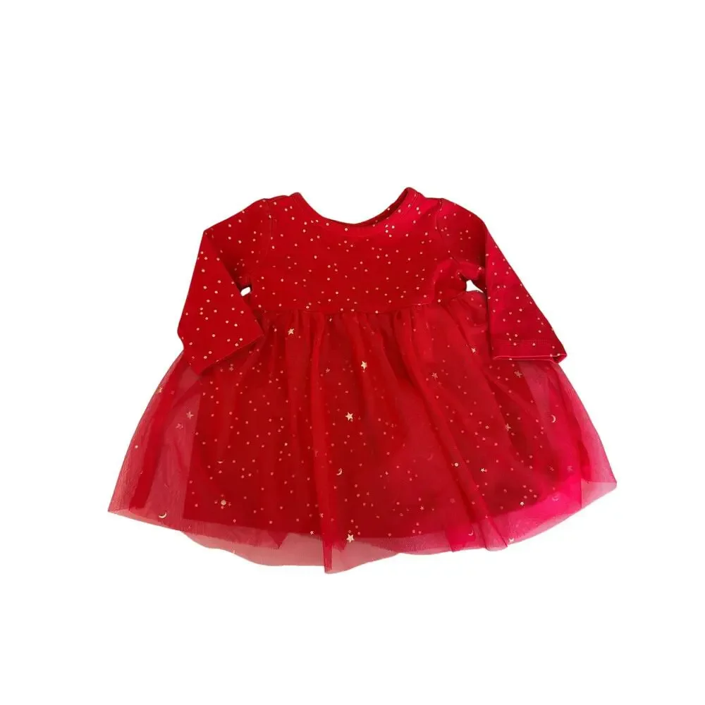 Hanna Andersson Sparkling Red Baby Tulle Dress (0-3M)